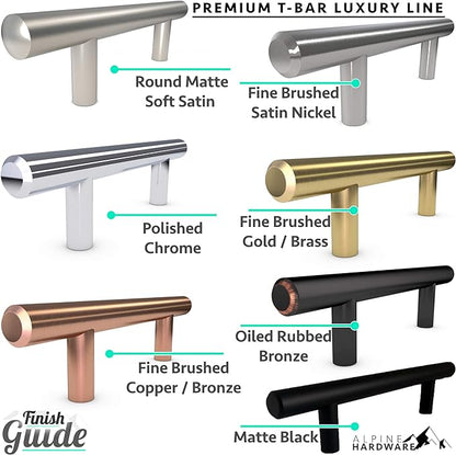 ALPINE HARDWARE Premium Solid Euro Style Bar Handle Pull-25Pack 5 inch Hole Center  7 12 inch Length-Heavy Stainless Steel Bar Handle Pull W a Matte Black Finish-American Owned Cabinet Hardware