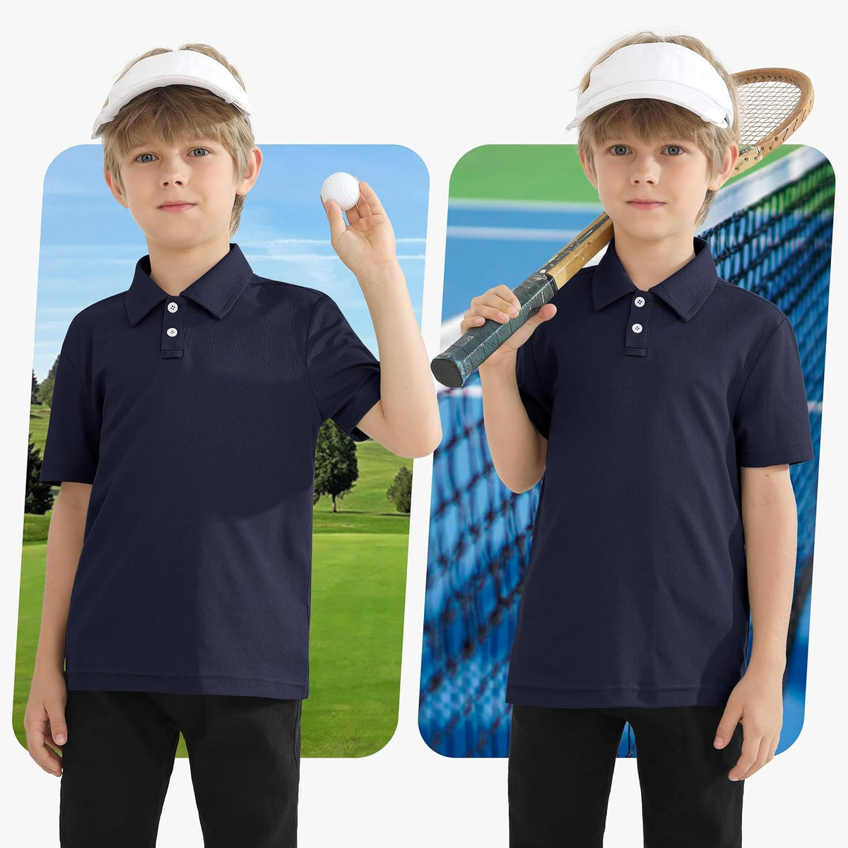 Mivei Boys Polo Shirts Kids Performance Polo Shirts School Uniform Golf Dry Fit Youth Collared Athletic Quick Dry Shirt UPF50