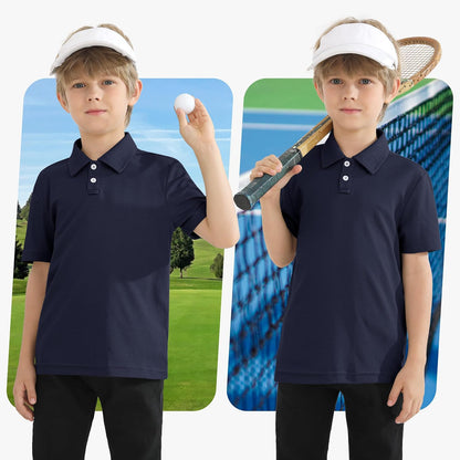 Mivei Boys Polo Shirts Kids Performance Polo Shirts School Uniform Golf Dry Fit Youth Collared Athletic Quick Dry Shirt UPF50