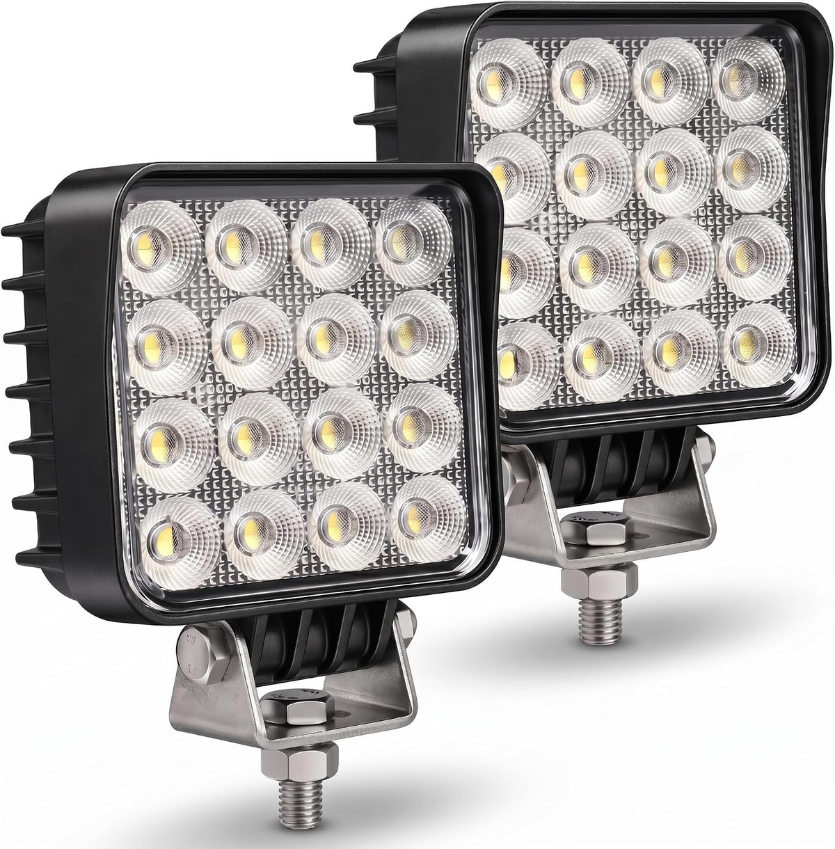 128W Led Equipments Work Lights Truck Trators Skid Steer Lights, 12800 Lumens Flood Light Led Work Lights for Excavator Grader Crawler Dozer Wheel Loader, 4.3 Inch, 12/24V