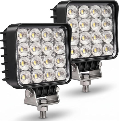 128W Led Equipments Work Lights Truck Trators Skid Steer Lights, 12800 Lumens Flood Light Led Work Lights for Excavator Grader Crawler Dozer Wheel Loader, 4.3 Inch, 12/24V