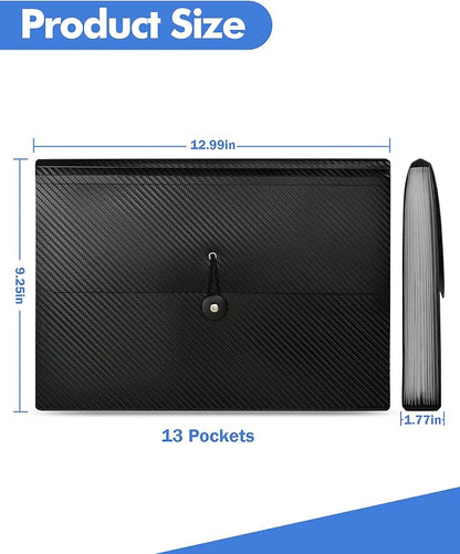 Expanding File Folder with Tabs, 13 Pockets File Organizer Accordion File Holder ?with Elastic Buckles Closure, A4 Paper Document Organizer for Home School Office