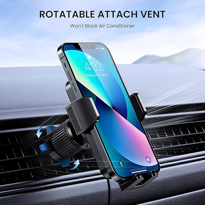 Car Vent Phone Mount for Car Military-Grade Hook Clip Phone Stand for Car Thick Cases Friendly Air Vent Clip Cell Phone Holder for Smartphone, iPhone, Automobile Cradles Universal