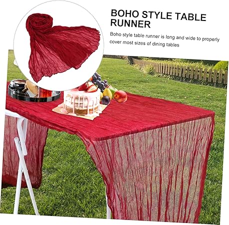 SECFOU Boho Gauze Table Runner Set Romantic and Rustic Decor for Wedding and Home Decor 2pcs