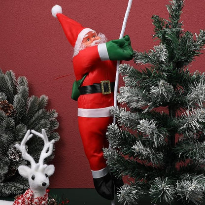 Climbing Santa, 1 Doll Santa Claus Climbing on Rope Ornament for Christmas Hanging Decoration, Santa Doll for Christmas Tree Fireplace Home Decor