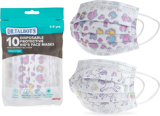 Dr. Talbot's Disposable Kid's Face Mask for Personal Health, Girl 2-5 Years, Prints May Vary, 10 Count