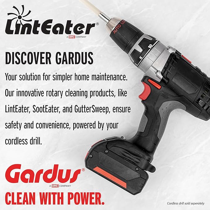 Dryer Cleaning Kit Extension Rods - Gardus R3203612 12' Extension Kit for Gardus RLE202 LintEater Rotary Dryer Vent Cleaner Kit, Dryer Vent Cleaning System Extends Up to 12 with 4 Flexible 3' Rods