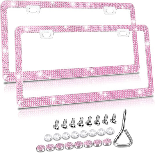 Bling Bling License Plate Frame,Pink Rhinestone License Plate Frame,Pink Diamond License Plate Frame,Car Bling,Sparkly License Plate Frame for Women
