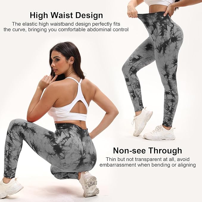 Tie Dye High Waisted Seamless Women's Yoga Leggings Soft Tummy Control Workout Leggings for Gym Athletic