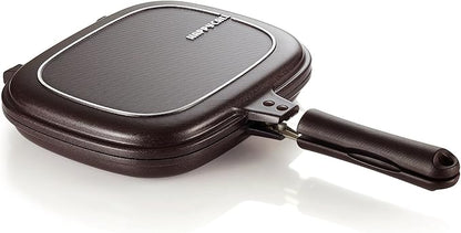 Happycall Titanium Nonstick Double Pan, Omelette Pan, Flip Pan, Square, Dishwasher Safe, PFOA-free, Brown (Standard)