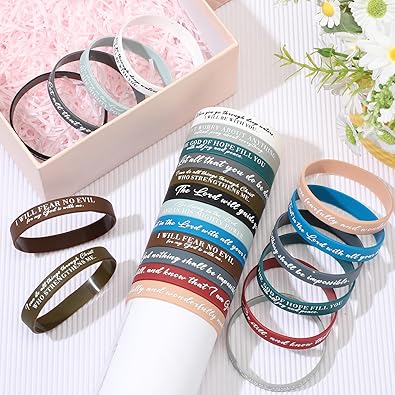Bible Verses Bracelets Bulk Scripture Silicone Wristbands Inspirational Motivational Quote Rubber Wristbands Christian Bracelets for Women Men Easter Carnival Party Favors