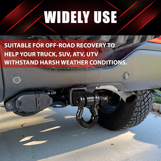 2" Tow Hitch Receiver with 58" Screw Pin,34 Shackle,45000Lbs Break Strength Heavy Duty Receiver Kit Fit for Vehicle Recovery Off-Road