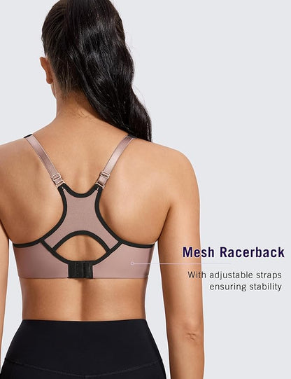 SYROKAN Women's Full Support High Impact Racerback Lightly Lined Underwire Sports Bra