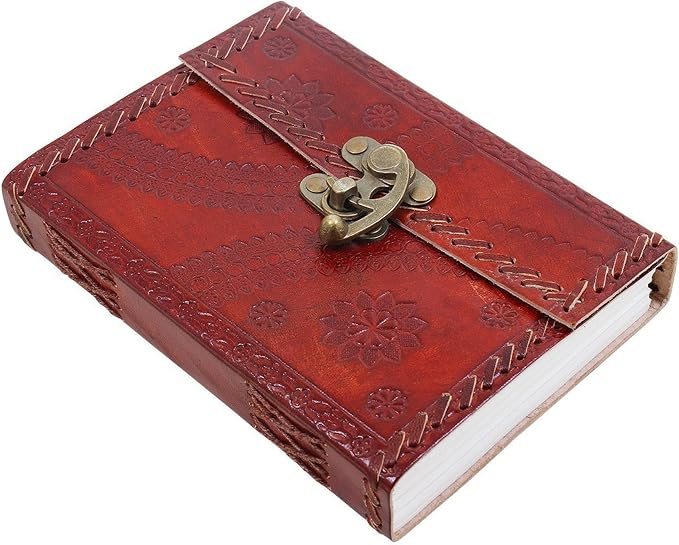 STORE INDYA Handcrafted Leather Soft Bound Personal Diary & Organizer – 7x5 Inch Genuine Leather Writing Journal, (Latch is Slightly Broken)