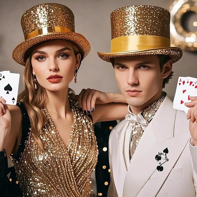 Top Hats for Men Women Adults, Shiny Magician Hat Tuxedo Hat Victorian Dress Up Christmas Top Hats