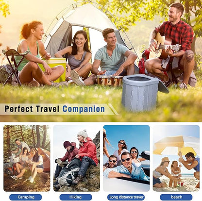 Portable toilet for camping, detachable folding toilet for travel, car, hiking, fishing, long trip, tent, beach, boat for adults and children, hygiene supplies
