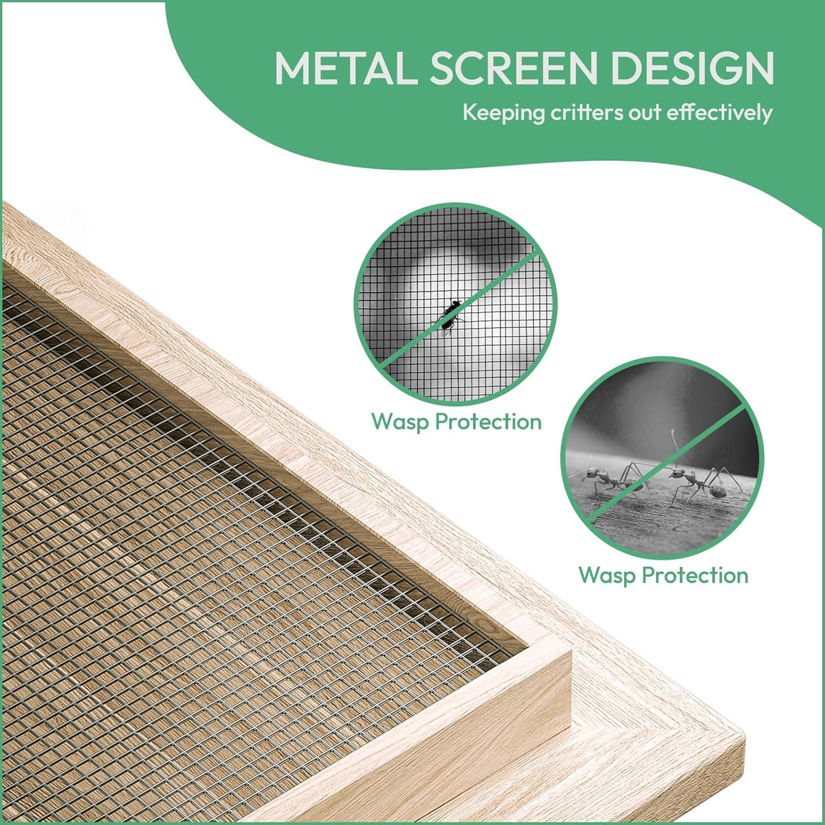 18" x 18" Wood Gable Vent with Metal Screen – Heavy-Duty Mesh, Paintable Finish, Perfect for Attics & Outdoor Sheds, Vent Opening: 16" x 16"