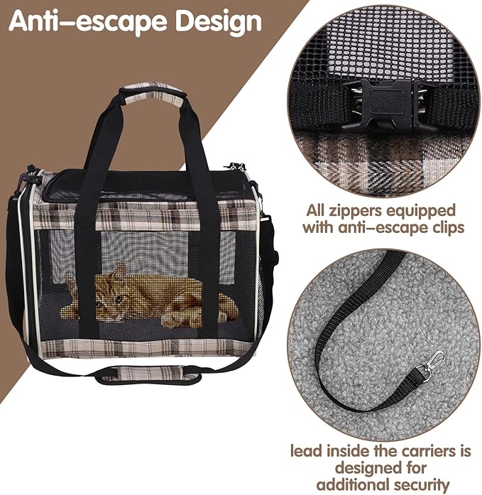EXPAWLORER Cat Carrier Large, Soft-Sided Pet Carrier for Cat,Top Load Cat Travel Carriers for Medium Cats Under 25, Airline Approved Pet Bag Carriers Fit 2 Kitties Small Dogs