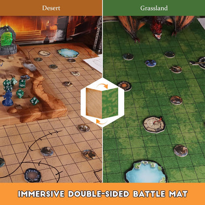 CZYY RPG Starter Set, Foldable Battle Mat, DM Screen, Game Tokens & Dice 2-Sided Wet & Dry Erase Terrain Map, Scenery Pieces & Marker Pens, DND Starter Accessories, Gift for Player & Dungeon Master