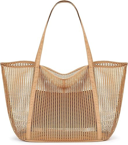 KALIDI FANCY FOREST Beach Mesh Tote Bag, Womens Shoulder handbag MAX 27L Grocery Bag