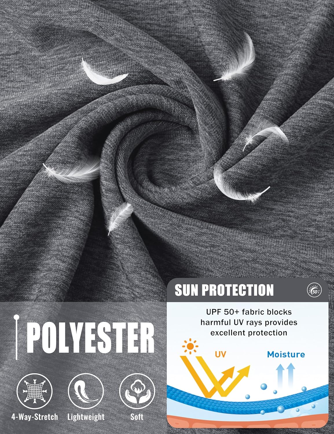 MAGCOMSEN Men's Long Sleeve Shirt Quick Dry UPF 50+ Sun Protection Lightweight T-Shirt Athletic Workout Fishing Tee