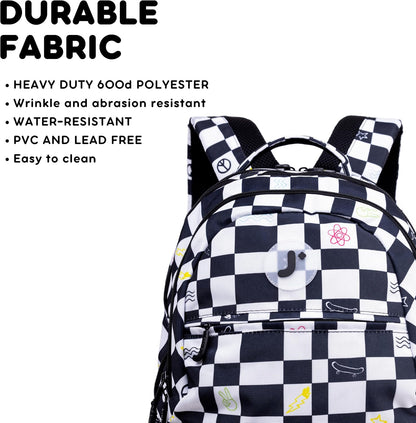 J World Cornelia Middle School Backpack for Kids. Student Laptop Bookbag, Icon Checkers