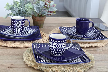 Blue Rose Polish Pottery Cobalt Plain Coffee Mug