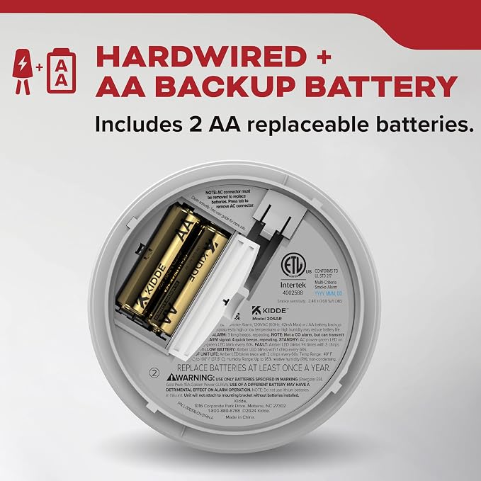Kidde Smoke Detector, Hardwired with AA Battery Backup, 20SAR, 3 Pack