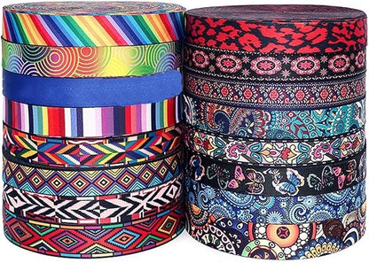 Webbing 5Meters 38mm Fashion Print Ethnic Jacquard Webbing Bags Strap Belt Ribbon DIY Textile Clothing Decor Sew Accessory(12)