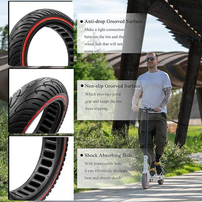 8 12 Scooter Solid Tires, 8.5 Solid Tire for Electric Scooter, 8.5 Inch Electric Scooter Replacement Wheels Honeycomb Solid Tire, 5075-6.1 Non-pneumatic Tires (Red_1PC_01)