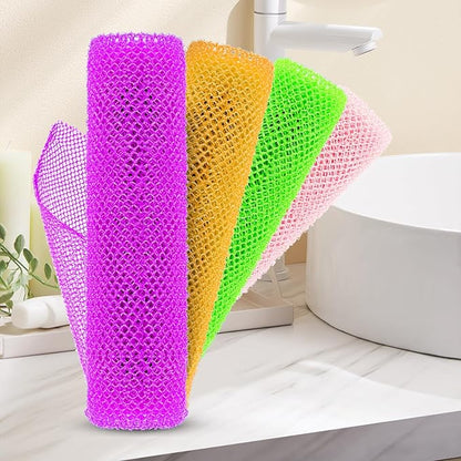 African Net Sponge for Deep Exfoliation  4 Pieces African Net Sponge Authentic, Exfoliating Washcloth, Long-Lasting African Exfoliating Net for Smooth Skin  Cleansing(Purple, Pink, Green, Orange)