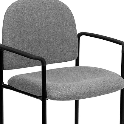 Flash Furniture Tiffany Comfort Gray Fabric Stackable Steel Side Reception Chair with Arms