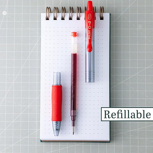 PILOT G2 Premium Refillable & Retractable Rolling Ball Gel Pens, 1.0mm Bold Point, Red, 6-Pack