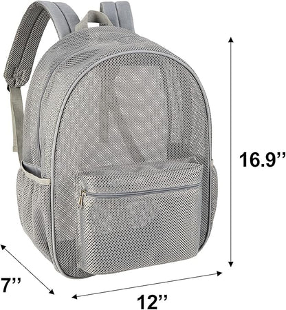 COVAX Heavy Duty Mesh Backpack, See Through College Backpack with Padded Shoulder Straps for Commuting, Swimming, Travel, Beach, Outdoor Sports (Grey)