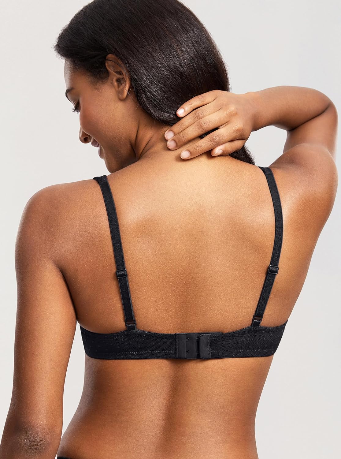 DOBREVA Women's Balconette Bra Lightly Padded Plus Size Sexy Mesh Demi Underwire Bras Wide Cushioned Straps.