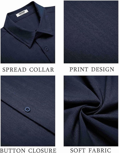 COOFANDY Men's Cuban Guayabera Shirt Short Sleeve Button Down Shirts Casual Summer Beach Shirts