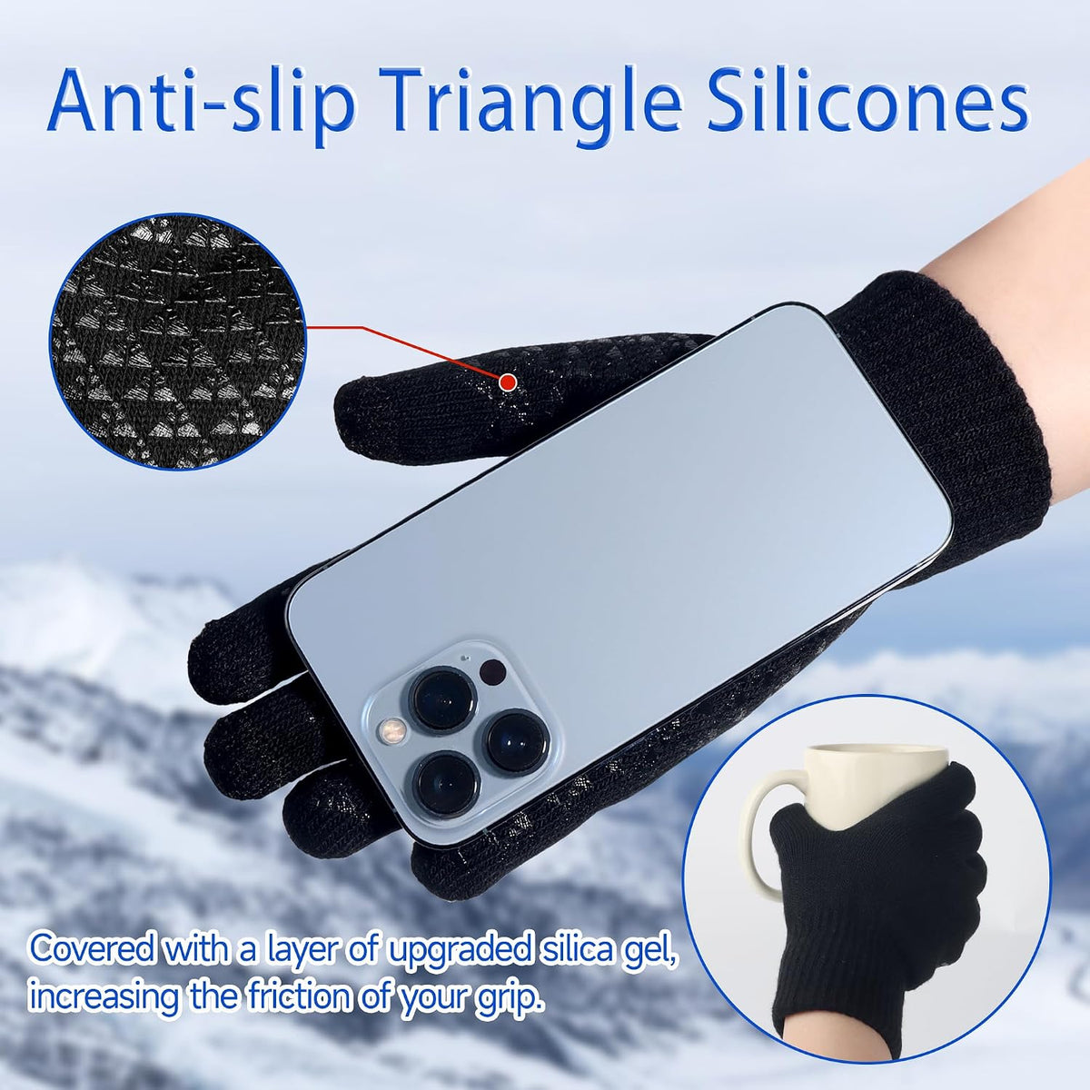 Winter Gloves for Men Women Winter Warm Touchs Screen Anti-Slip Gloves for Running Skiing Hiking