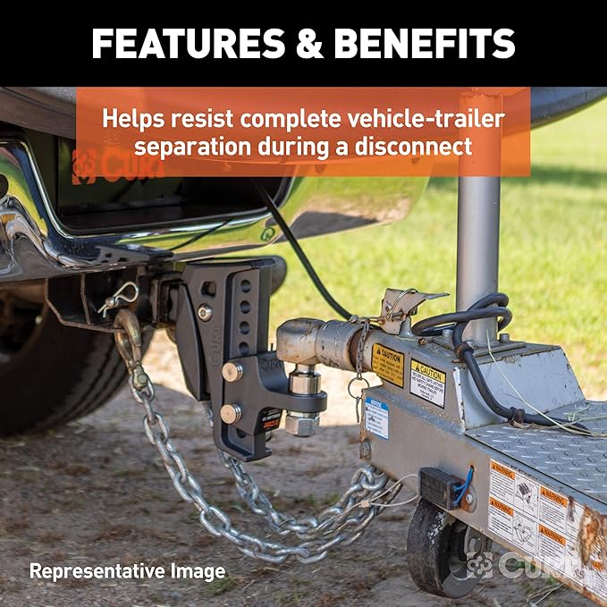 CURT 80302 35-Inch Trailer Safety Chain with 14-Inch Fork Snap Hook, 7,800 lbs. Breaking Strength
