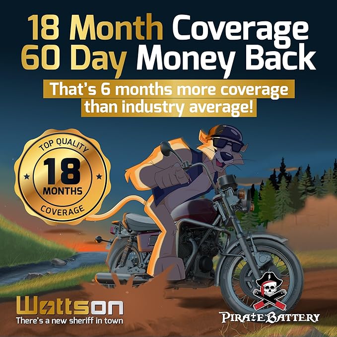 Pirate Battery YTX20HL-BS Maintenance-Free 12V 19Ah Battery Replacement for ATV, Harley Davidson Motorcycle, Jet Skis, Scooter, UTV, and More - Nut and Bolt (T3) Terminal