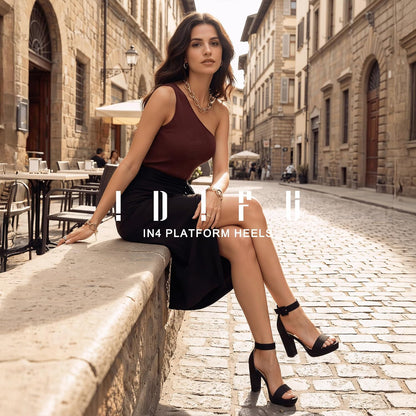 IDIFU Women's IN4 Sabrina Platform Chunky High Heels Ankle Strap Heeled Sandals Wedding Party Dress Shoes