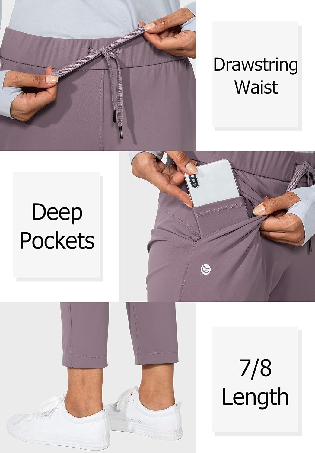 Women's Pants with Deep Pockets 7/8 Stretch Ankle Sweatpants for Golf, Athletic, Lounge, Travel, Work #1 Best Seller in Women's Golf Pants