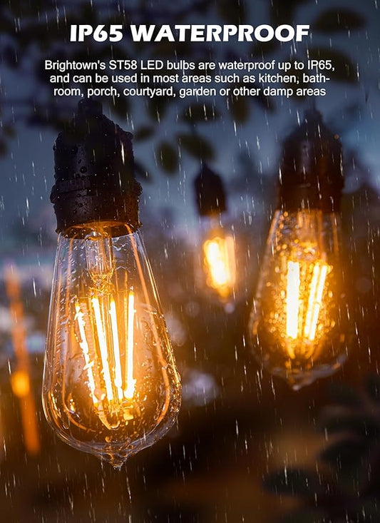 Brightown 6 Pack LED Edison Light Bulbs, 6W, Equivalent 60W, High Bright 2700K Warm White,750 Lumens, Non-Dimmable, E26 Base ST58 Antique Filament Bulbs with 80 CRI for Ceiling Fan Bathroom Porch