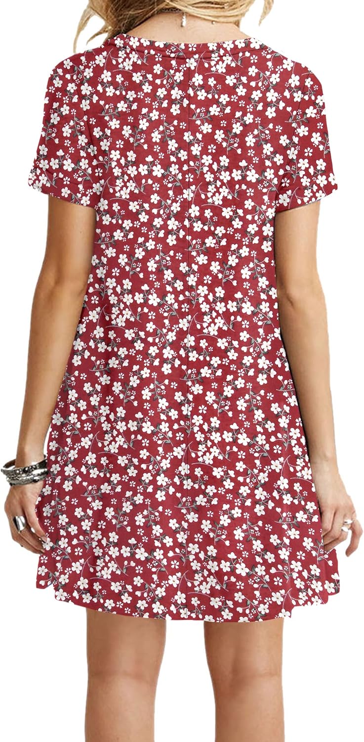 MOLERANI Women's Casual Plain Simple T-Shirt Loose Dress | Short Sleeves, Summer Essential, Classic Crew Neck, Flowy Swing Style for Vacation, Weekend and Everyday Wear