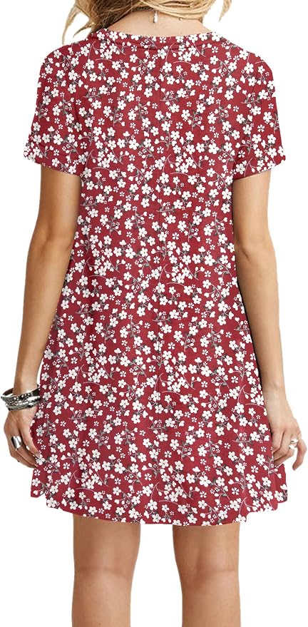 MOLERANI Women's Casual Plain Simple T-Shirt Loose Dress | Short Sleeves, Summer Essential, Classic Crew Neck, Flowy Swing Style for Vacation, Weekend and Everyday Wear