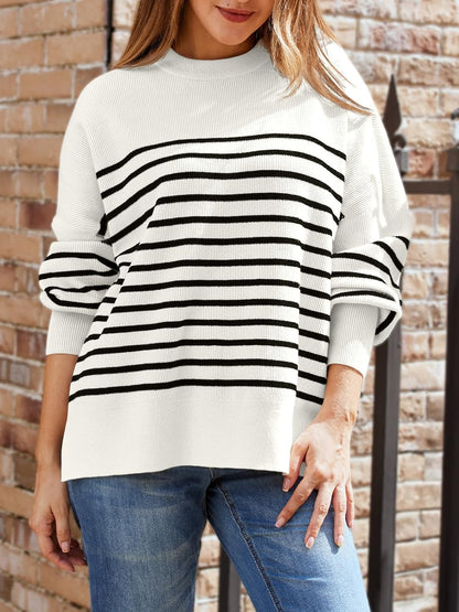 Women's Oversized Batwing Sweaters 2026 Fall Outfits Trendy Crewneck Knit Side Slit Fashion Pullover Tops