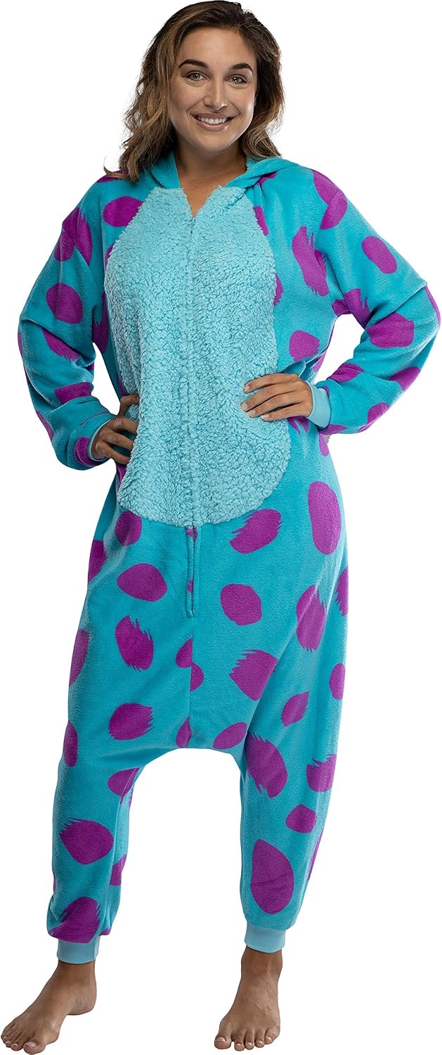 Disney Monsters Inc. Adult Sulley Kigurumi Sherpa Fleece Cosplay Costume One Piece Union Suit