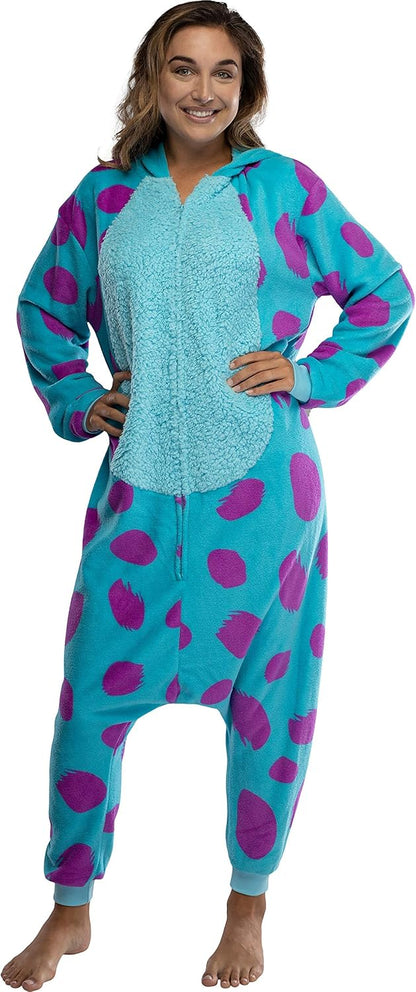 Disney Monsters Inc. Adult Sulley Kigurumi Sherpa Fleece Cosplay Costume One Piece Union Suit