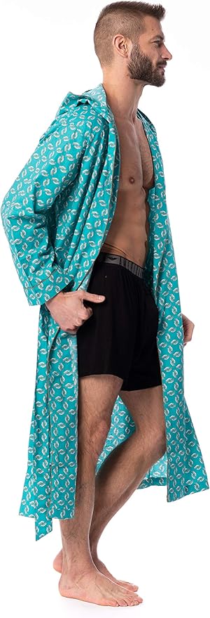AMERICAN HEAVEN Mens Lightweight SleepLounge Long Bath Robe with Hood -Premium Cotton Blend