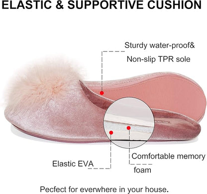 Super soft velvet slippers with memory foam cushioning for all-day comfort and warmth at home.