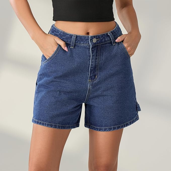 Womens Jean Shorts High Waist Straight Leg Baggy Denim Shorts Summer Casual Going Out Hot Short Pants